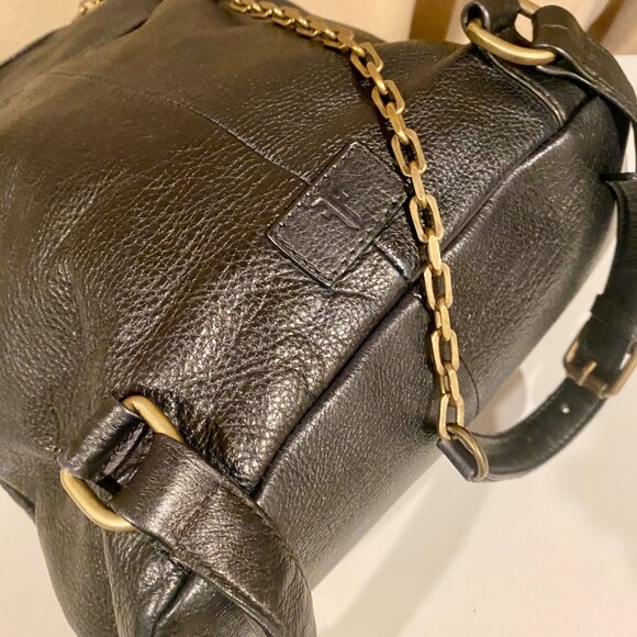 Frye Black Leather Backpack with Gold Accents main image 4